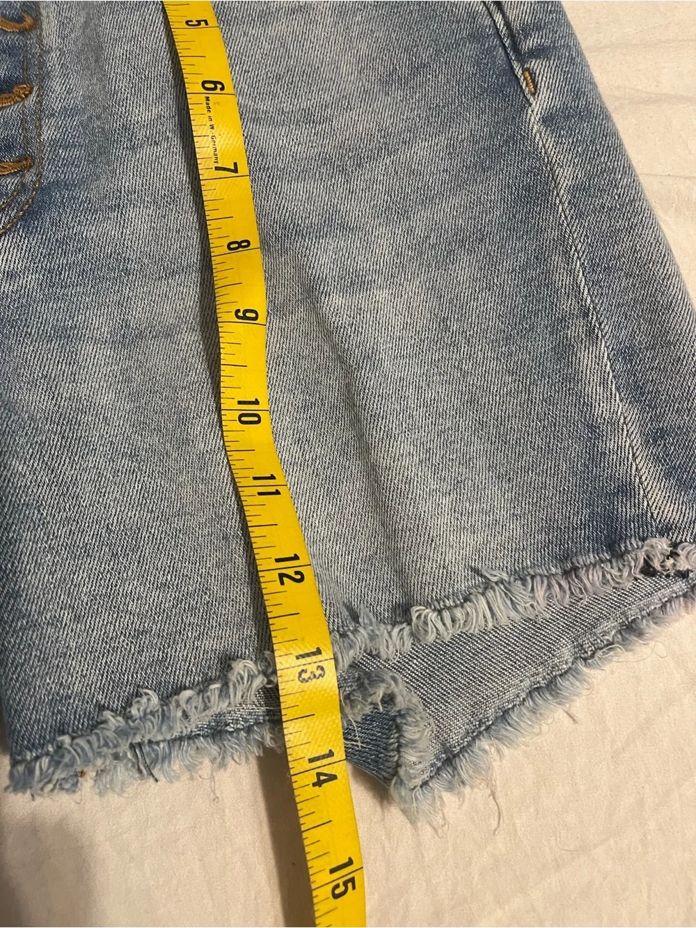 Aqua Light Blue High-Rise Button-Fly Jean Shorts